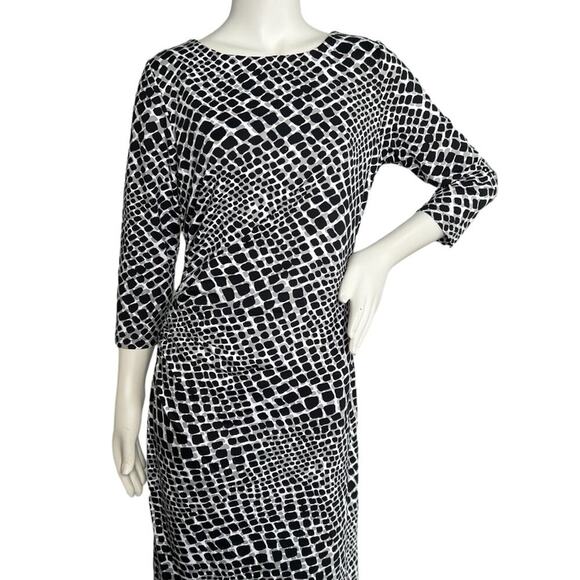 J. McLaughlin Abstract Print Ruched Side Catalina Midi Dress Size M - Picture 6 of 11